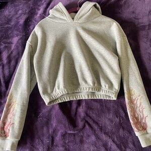 Cropped Hoodie with flames